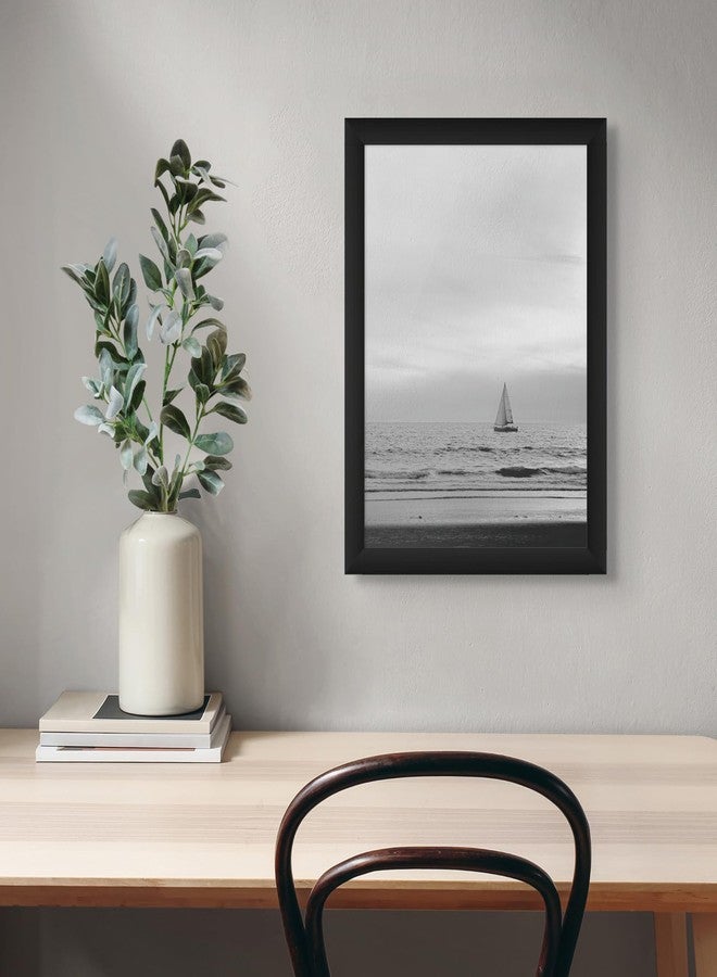 US Art Flat Black 12x17 Picture Frame - Handmade American Flat 1" Wide Engineered Wood Frame for Wall Décor with Preinstalled Hangers and UV Blocking Plexiglass, 12x17 Frame - Image 3